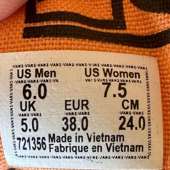 VANS Era Off the Wall Logo Mix Tangerine/Black Sneakers Mens 6 Womens 7.5 - Picture 12 of 15